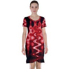 Red And Black Wave Pattern Short Sleeve Nightdress by Celenk