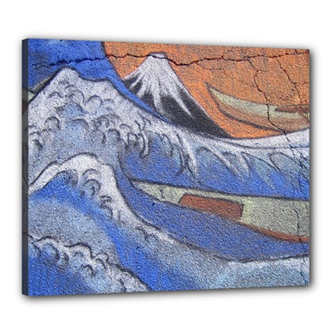 Harvard Mayfair Hokusai Chalk Wave Fuji Canvas 24  X 20  by Celenk