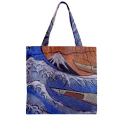 Harvard Mayfair Hokusai Chalk Wave Fuji Zipper Grocery Tote Bag by Celenk