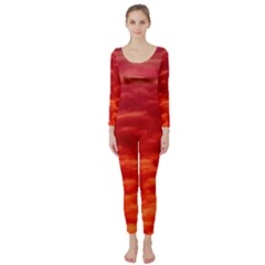 Red Cloud Long Sleeve Catsuit by Celenk
