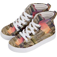 Rocks Landscape Sky Sunset Nature Kid s Hi-top Skate Sneakers by Celenk