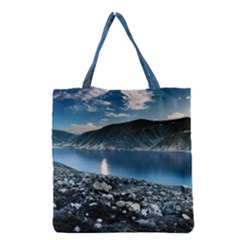 Shore Mountain Water Landscape Grocery Tote Bag by Celenk