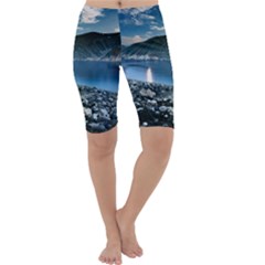 Shore Mountain Water Landscape Cropped Leggings  by Celenk