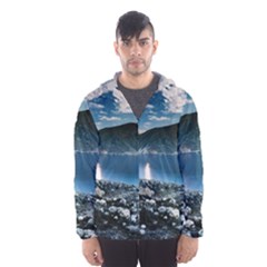 Shore Mountain Water Landscape Hooded Wind Breaker (men) by Celenk