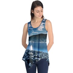 Shore Mountain Water Landscape Sleeveless Tunic by Celenk