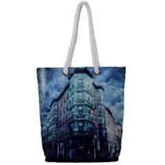 Storm Weather Thunderstorm Nature Full Print Rope Handle Tote (small)