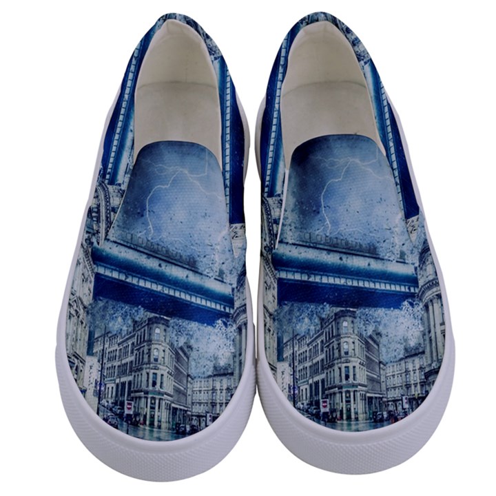 Storm Weather Nature Thunderstorm Kids  Canvas Slip Ons