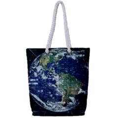 Earth Internet Globalisation Full Print Rope Handle Tote (small)