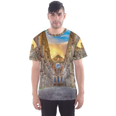 Abbey Ruin Architecture Medieval Men s Sports Mesh Tee by Celenk