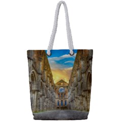 Abbey Ruin Architecture Medieval Full Print Rope Handle Tote (small)