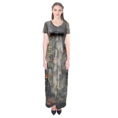 Destruction War Conflict Death Short Sleeve Maxi Dress by Celenk