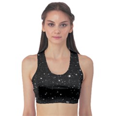 Black Background Texture Stars Sports Bra