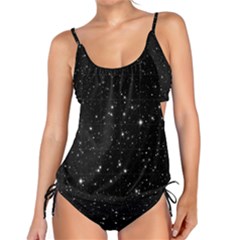 Black Background Texture Stars Tankini Set by Celenk