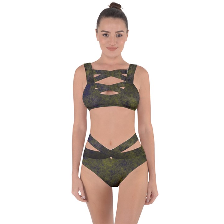 Green Background Texture Grunge Bandaged Up Bikini Set 