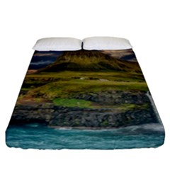 Coastline Waterfall Landscape Fitted Sheet (california King Size) by Celenk