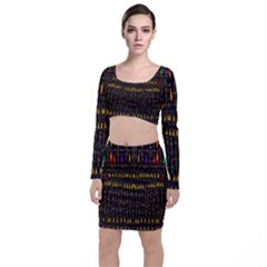 Hot As Candles And Fireworks In Warm Flames Long Sleeve Crop Top & Bodycon Skirt Set by pepitasart