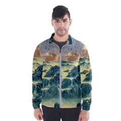 Coastline Sea Nature Sky Landscape Wind Breaker (men) by Celenk