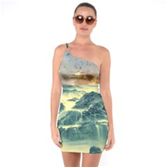 Coastline Sea Nature Sky Landscape One Soulder Bodycon Dress by Celenk