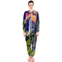 Waterfall Landscape Nature Scenic Onepiece Jumpsuit (ladies)  by Celenk