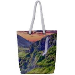 Waterfall Landscape Nature Scenic Full Print Rope Handle Tote (small)