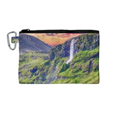 Waterfall Landscape Nature Scenic Canvas Cosmetic Bag (medium) by Celenk