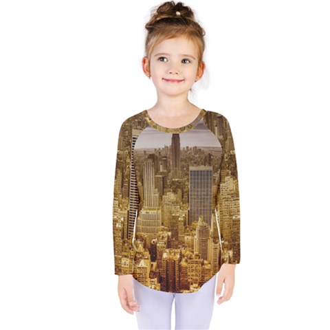 New York Empire State Building Kids  Long Sleeve Tee by Celenk