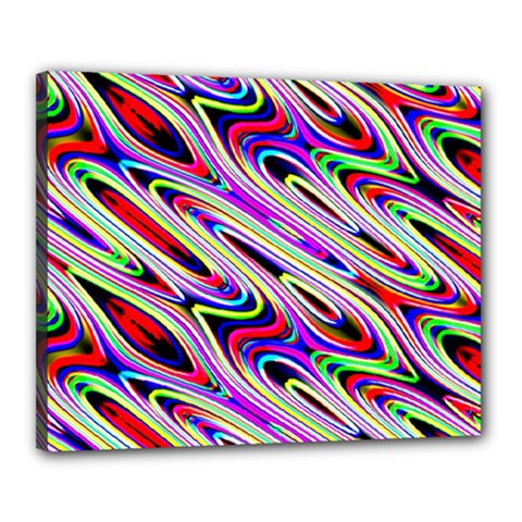 Multi Color Wave Abstract Pattern Canvas 20  X 16 