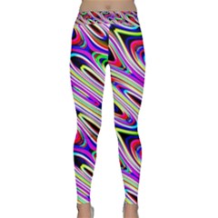 Multi Color Wave Abstract Pattern Classic Yoga Leggings by Celenk