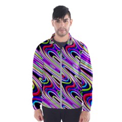 Multi Color Wave Abstract Pattern Wind Breaker (men) by Celenk