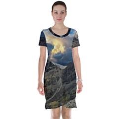 Landscape Clouds Scenic Scenery Short Sleeve Nightdress by Celenk