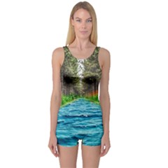 River Forest Landscape Nature One Piece Boyleg Swimsuit by Celenk