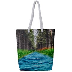 River Forest Landscape Nature Full Print Rope Handle Tote (small)