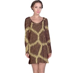 Background Texture Giraffe Long Sleeve Nightdress by Celenk