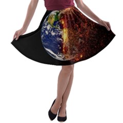Climate Change Global Warming A-line Skater Skirt by Celenk