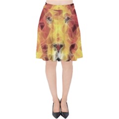 Fractal Lion Velvet High Waist Skirt by Celenk