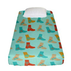 Blue Orange Boots Fitted Sheet (single Size) by snowwhitegirl