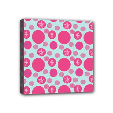 Blue Retro Dots Mini Canvas 4  X 4  by snowwhitegirl