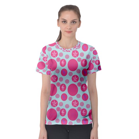 Blue Retro Dots Women s Sport Mesh Tee by snowwhitegirl