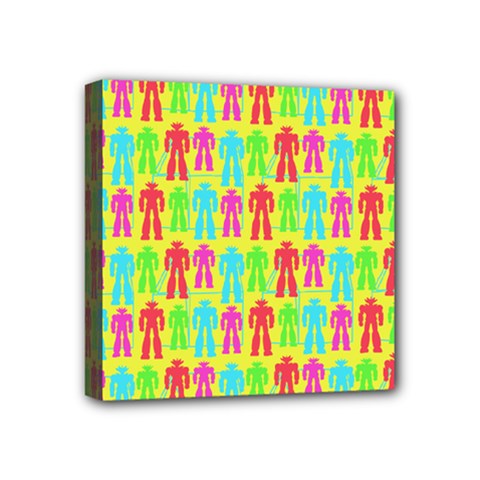 Colorful Robots Mini Canvas 4  X 4  by snowwhitegirl