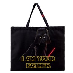 Darth Vader Cat Zipper Large Tote Bag by Valentinaart