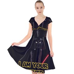 Darth Vader Cat Cap Sleeve Front Wrap Midi Dress by Valentinaart