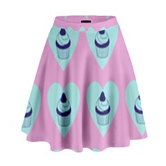 Cupcakes In Pink High Waist Skirt by snowwhitegirl