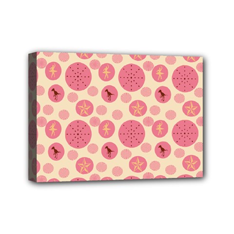 Cream Retro Dots Mini Canvas 7  X 5 