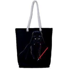 Darth Vader Cat Full Print Rope Handle Tote (small) by Valentinaart