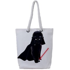 Darth Vader Cat Full Print Rope Handle Tote (small) by Valentinaart