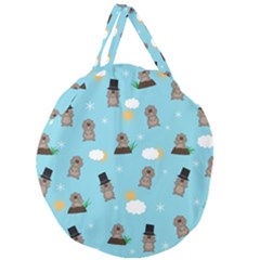 Groundhog Day Pattern Giant Round Zipper Tote