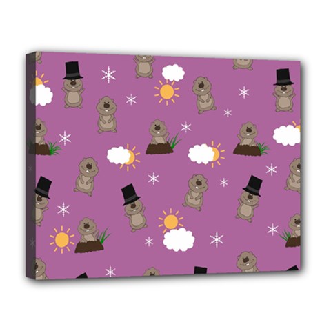 Groundhog Day Pattern Canvas 14  x 11 