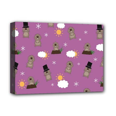 Groundhog Day Pattern Deluxe Canvas 16  x 12  