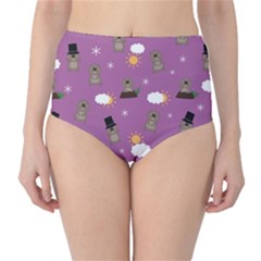 Groundhog Day Pattern High-Waist Bikini Bottoms