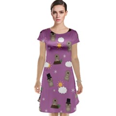 Groundhog Day Pattern Cap Sleeve Nightdress